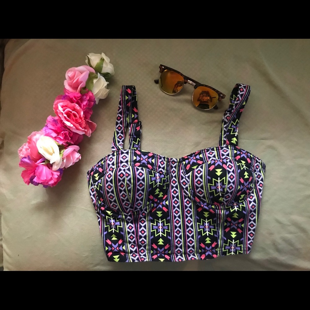 Neon Aztec summer crop top forever21
